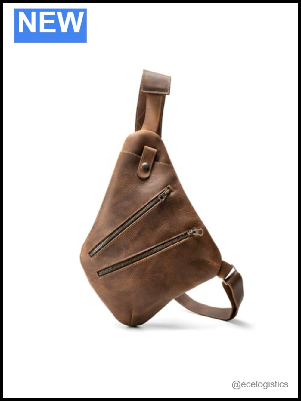 Handmade Full Grain Leather Every Day Crossbody Bag Vintage Style